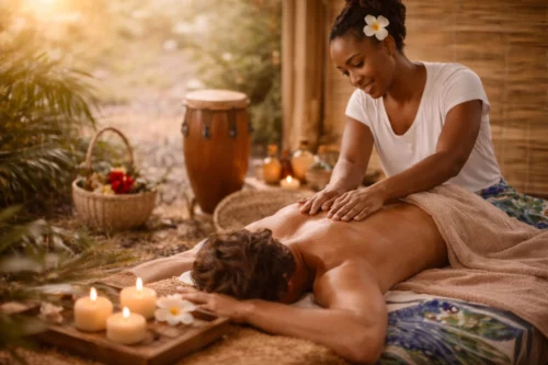 massage bien-être inspiré des traditions antillaises à Saint-Jean-du-Gard ambiance douce et naturelle